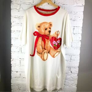 Vintage Shimmery Heart Teddy Bear Nightshirt